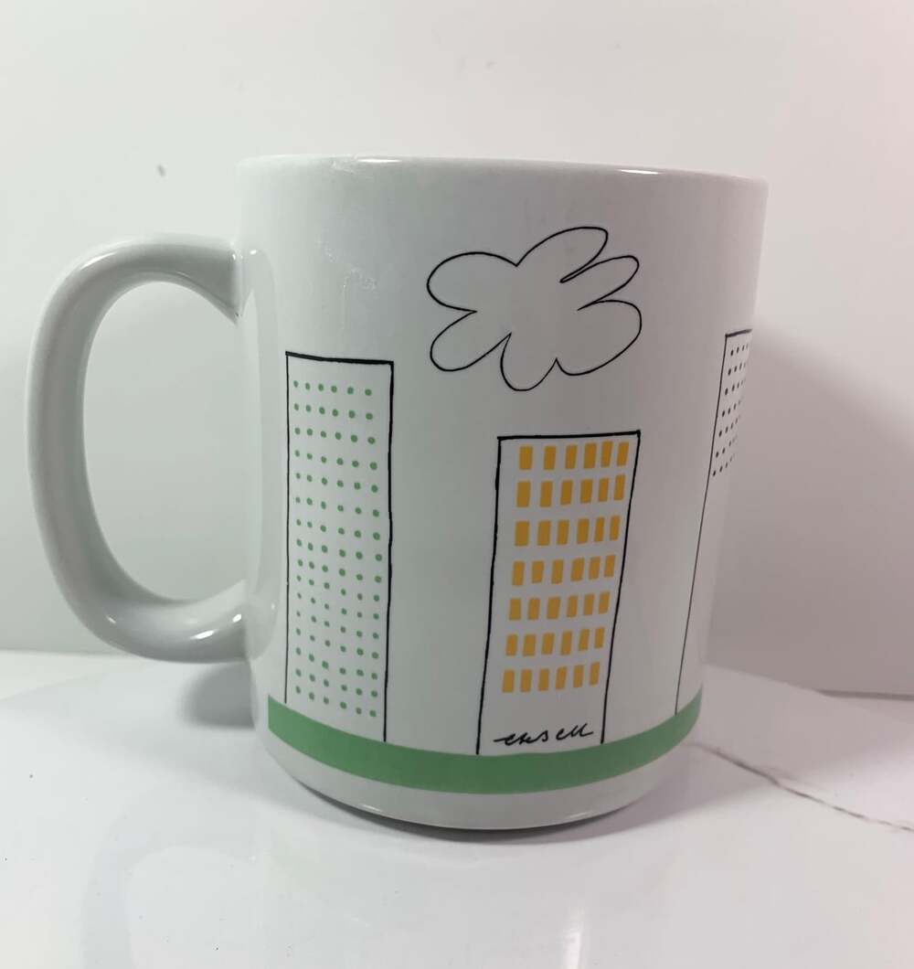 IKEA Coffee Cup City Scape High Rise Buildings White